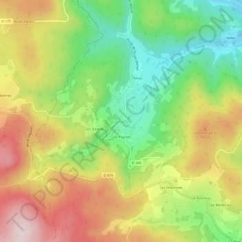 Mappa topografica Corcelles, altitudine, rilievo