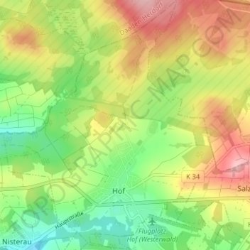 Mappa topografica Höh, altitudine, rilievo