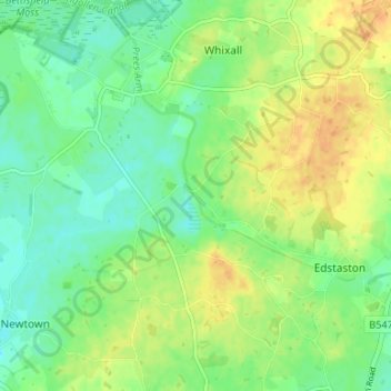 Mappa topografica Waterloo, altitudine, rilievo