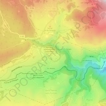 Mappa topografica Mont-Louis, altitudine, rilievo