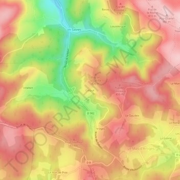 Mappa topografica Crépiat, altitudine, rilievo