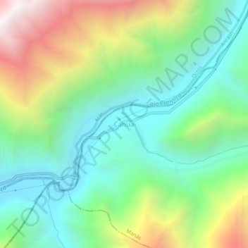 Mappa topografica Cahua, altitudine, rilievo