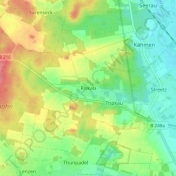 Mappa topografica Riskau, altitudine, rilievo