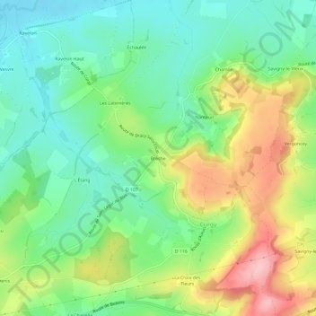 Mappa topografica Brèche, altitudine, rilievo
