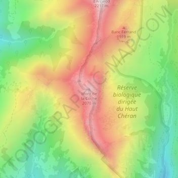 Mappa topografica Mont de la Coche, altitudine, rilievo