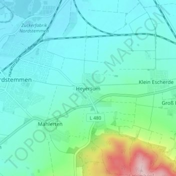 Mappa topografica Heyersum, altitudine, rilievo