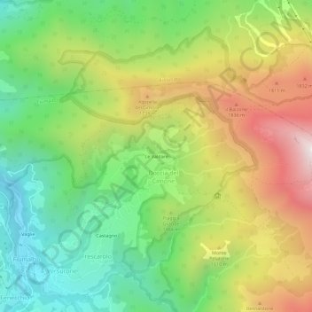Mappa topografica Le Valdare, altitudine, rilievo