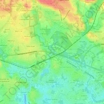 Mappa topografica Poignant, altitudine, rilievo