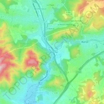 Mappa topografica Le Pont de Joux, altitudine, rilievo