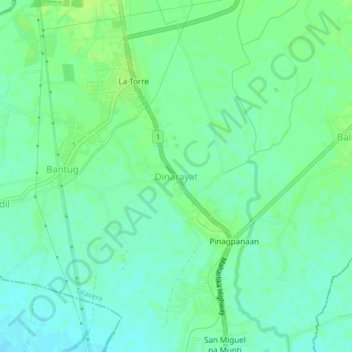 Mappa topografica Dinarayat, altitudine, rilievo