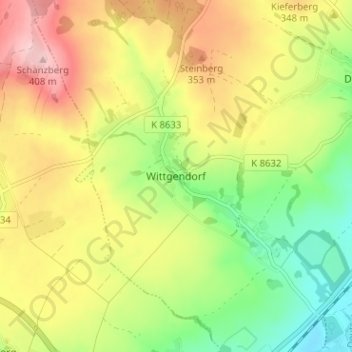 Mappa topografica Wittgendorf, altitudine, rilievo