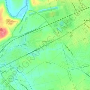Mappa topografica Palmdale, altitudine, rilievo