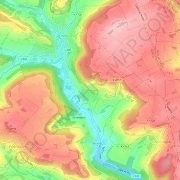 Mappa topografica Böffingen, altitudine, rilievo