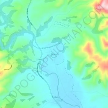 Mappa topografica Waynes, altitudine, rilievo