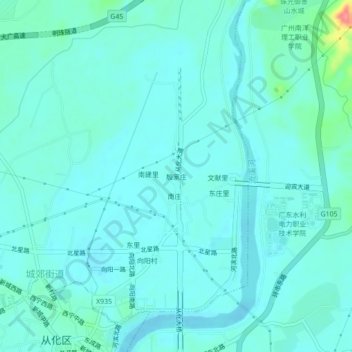 Mappa topografica 殷家庄, altitudine, rilievo