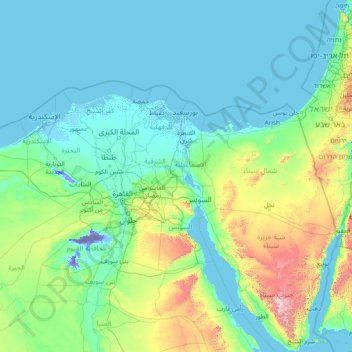 Mappa topografica Ismailia Governorate, altitudine, rilievo