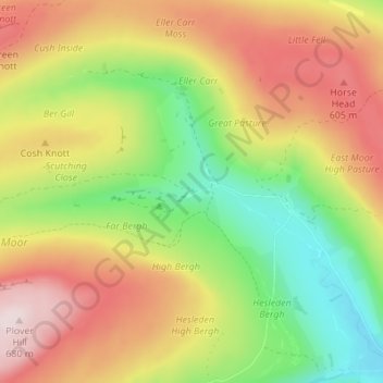 Mappa topografica Foxup, altitudine, rilievo