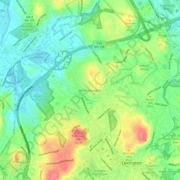 Mappa topografica North Lexington, altitudine, rilievo