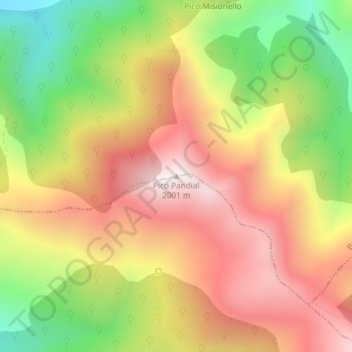 Mappa topografica Pico Pandial, altitudine, rilievo