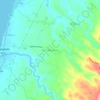 Mappa topografica San Salvador, altitudine, rilievo