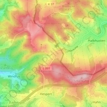 Mappa topografica Tillkausen, altitudine, rilievo