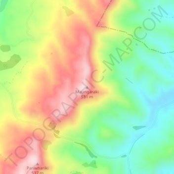Mappa topografica Maungaraki, altitudine, rilievo