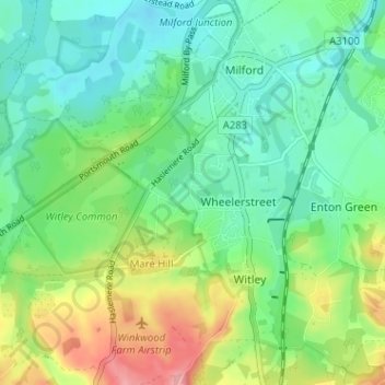 Mappa topografica Cramhurst, altitudine, rilievo