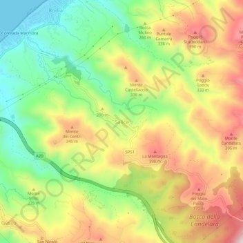 Mappa topografica Salice, altitudine, rilievo