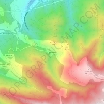 Mappa topografica Villavieja, altitudine, rilievo