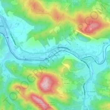Mappa topografica Durandio, altitudine, rilievo