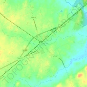 Mappa topografica Calverton, altitudine, rilievo