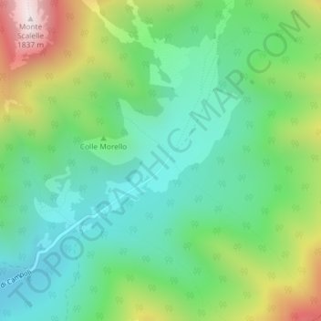 Mappa topografica Prato di Campoli, altitudine, rilievo