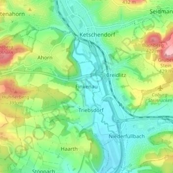Mappa topografica Finkenau, altitudine, rilievo