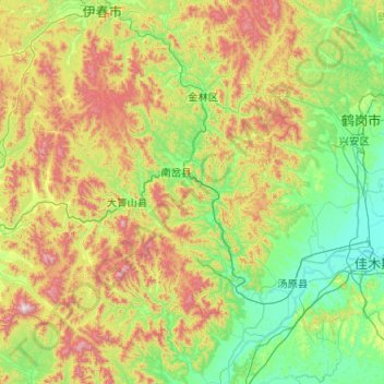 Mappa topografica 南岔县, altitudine, rilievo