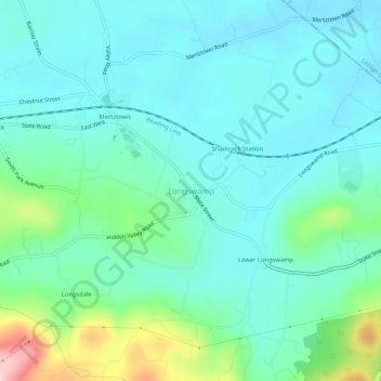Mappa topografica Longswamp, altitudine, rilievo