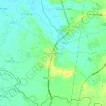 Mappa topografica Malipangpang, altitudine, rilievo