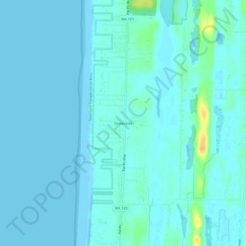 Mappa topografica Oceanside, altitudine, rilievo