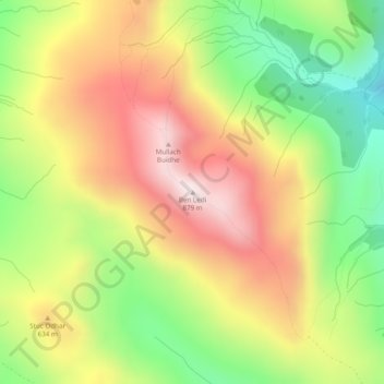 Mappa topografica Ben Ledi, altitudine, rilievo