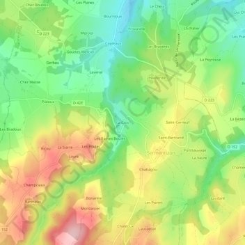 Mappa topografica La Cros, altitudine, rilievo