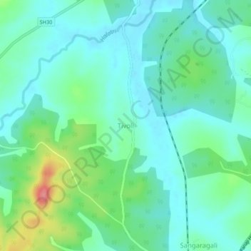 Mappa topografica Tivoli, altitudine, rilievo