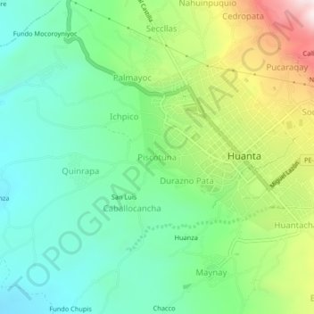 Mappa topografica Piscotuna, altitudine, rilievo