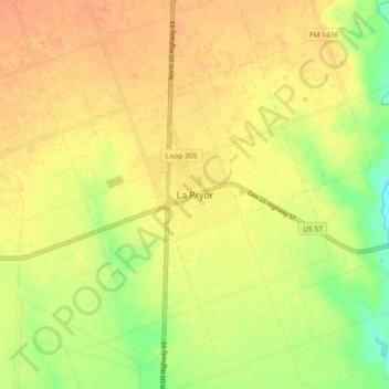 Mappa topografica La Pryor, altitudine, rilievo