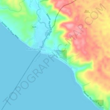 Mappa topografica Santa Cruz, altitudine, rilievo