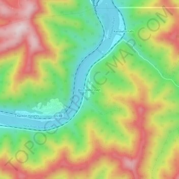 Mappa topografica Boonesborough, altitudine, rilievo