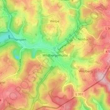 Mappa topografica Wildbergerhütte, altitudine, rilievo