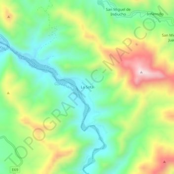 Mappa topografica La Sota, altitudine, rilievo