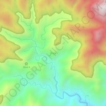 Mappa topografica Pula, altitudine, rilievo