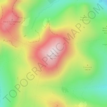 Mappa topografica Slieve Donard, altitudine, rilievo