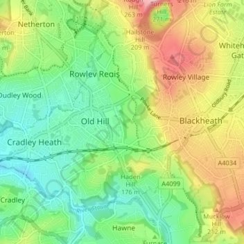 Mappa topografica Cherry Orchard, altitudine, rilievo