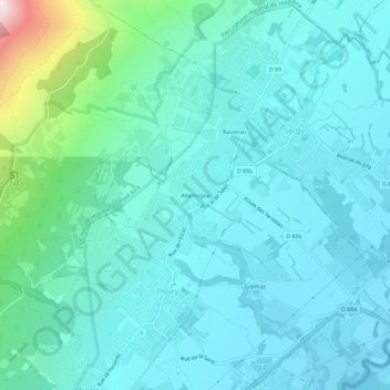 Mappa topografica Allemogne, altitudine, rilievo